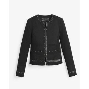 WHITE House Black Market, cropped laser cut black jacket Size‎ 4